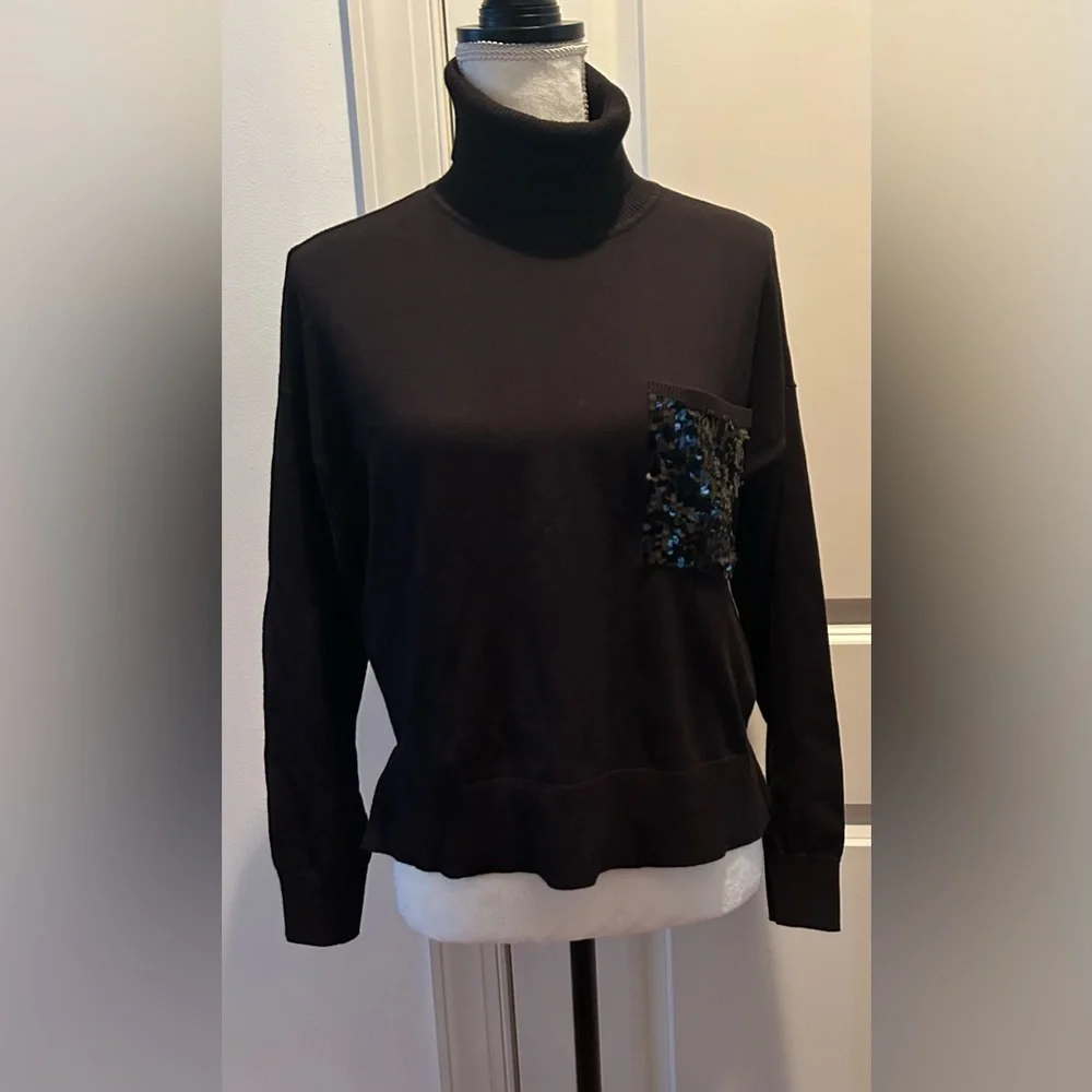 DKNY Sequin Pocket Turtleneck Sweater S
